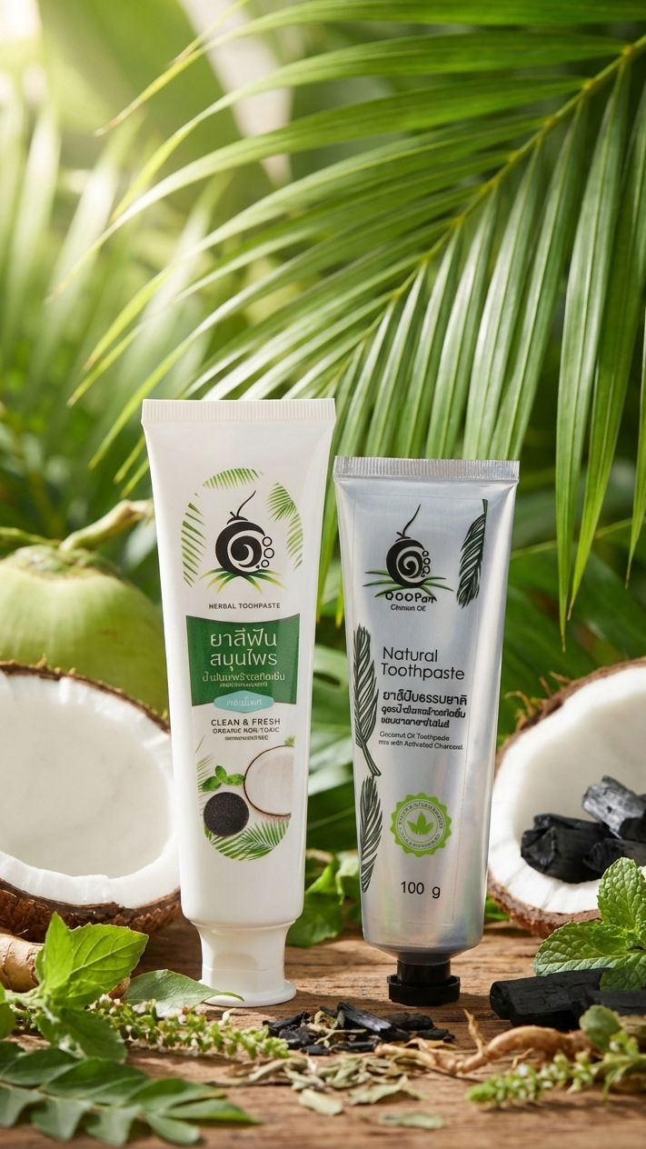 ยาสีฟันจากมะพร้าวฟันขาวใส